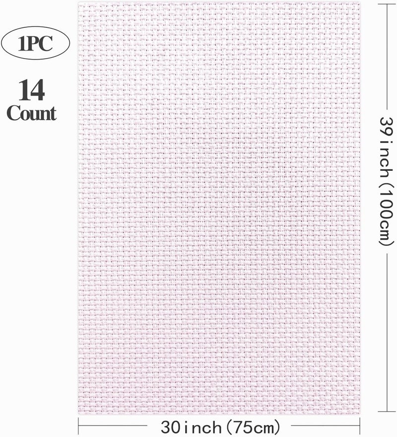 Zhenqing Aida Cloth 14 Count Cross Stitch Fabric Cross Stitch Aida Cloth for Embroidery and Needlework (Light Purplish-Pink, 30 * 39inch) - Image 2